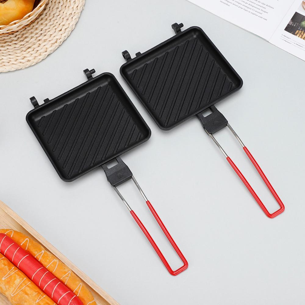 Double-Sided Outdoor Folding Sandwich Grill Pan Non-Stick Bread Heating Pan Camping