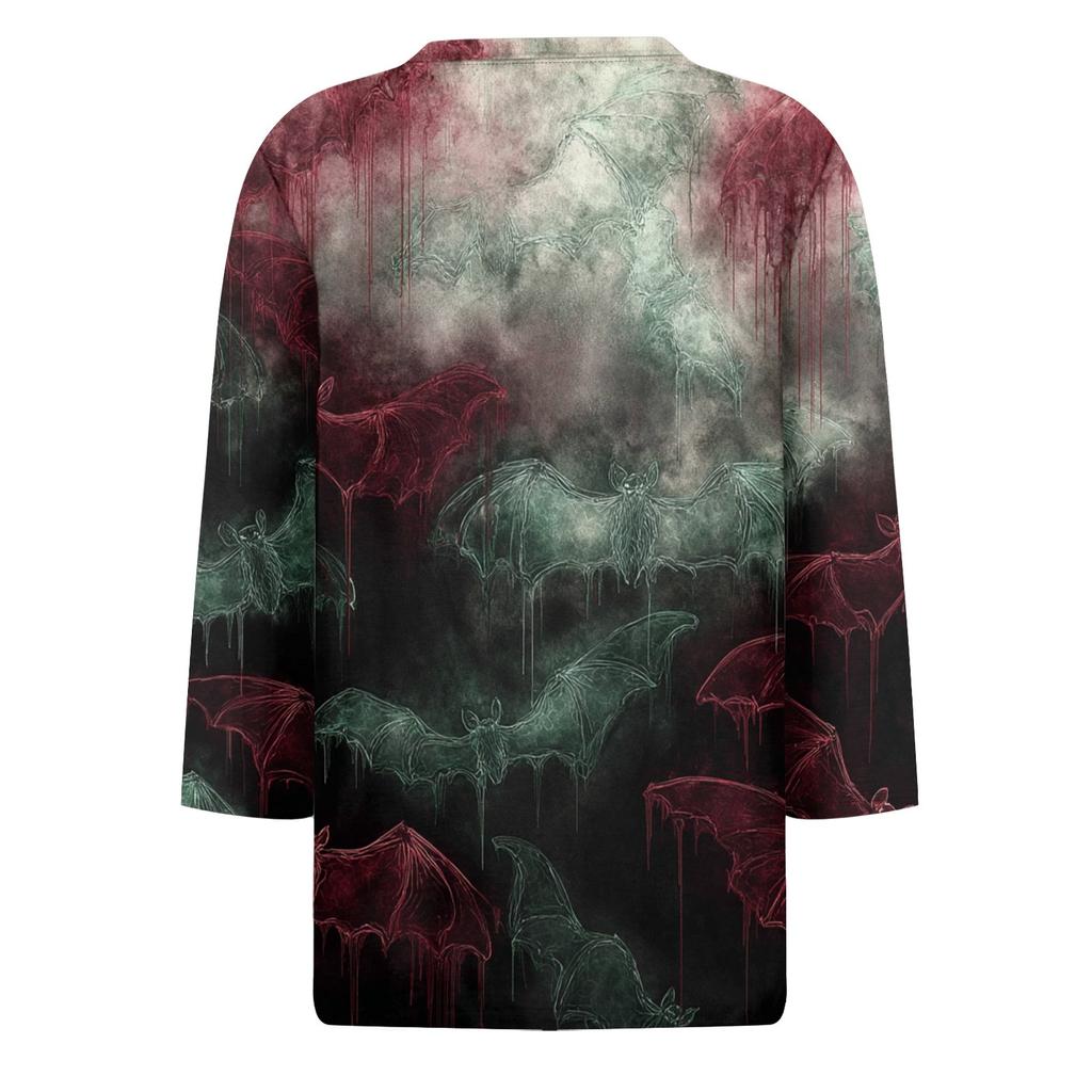 Mote Casual Rund Hals 3/4 Erme Løs Trykket T-skjorte Dame Topp