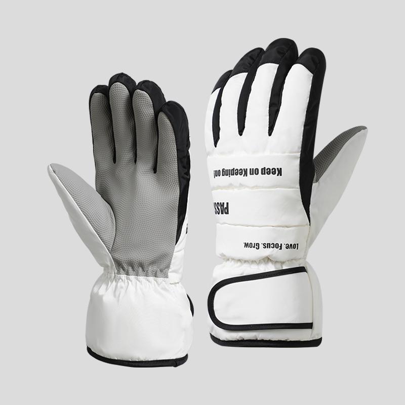 Men s Winter Thickened Windproof Cold-Proof Sports  Touch Screen Ski Snowboarding Warm Gloves one size белый