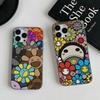 Carcasă Telefon T-Takashi Flower M-Murakami Moale Ondulată Pentru IPhone 11 12 13 14 15 16 17 Pro Max Plus Capac Siliconat Ondulat