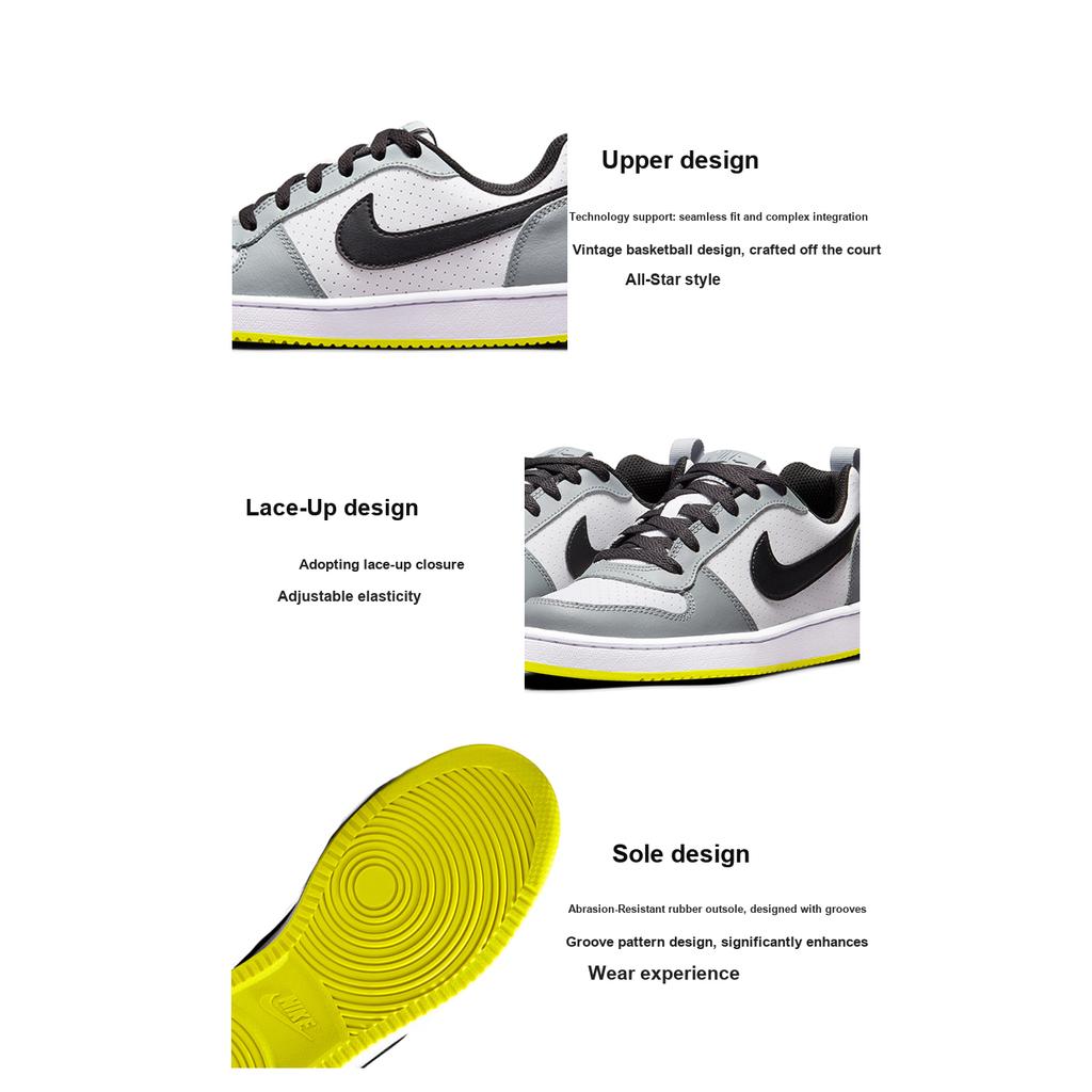 Nike Court Borough Low GS Wolfsgrau Schwarz Kinder Sneaker Weiß 839985-104