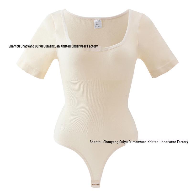 European & American Seamless Square Neck Tummy Control Bodysuit Shapewear