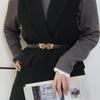 Women Belt Adjustable Imitation Leather Rose Pattern Buckle Waistband Dress Shirt Sweater Coat Accessory