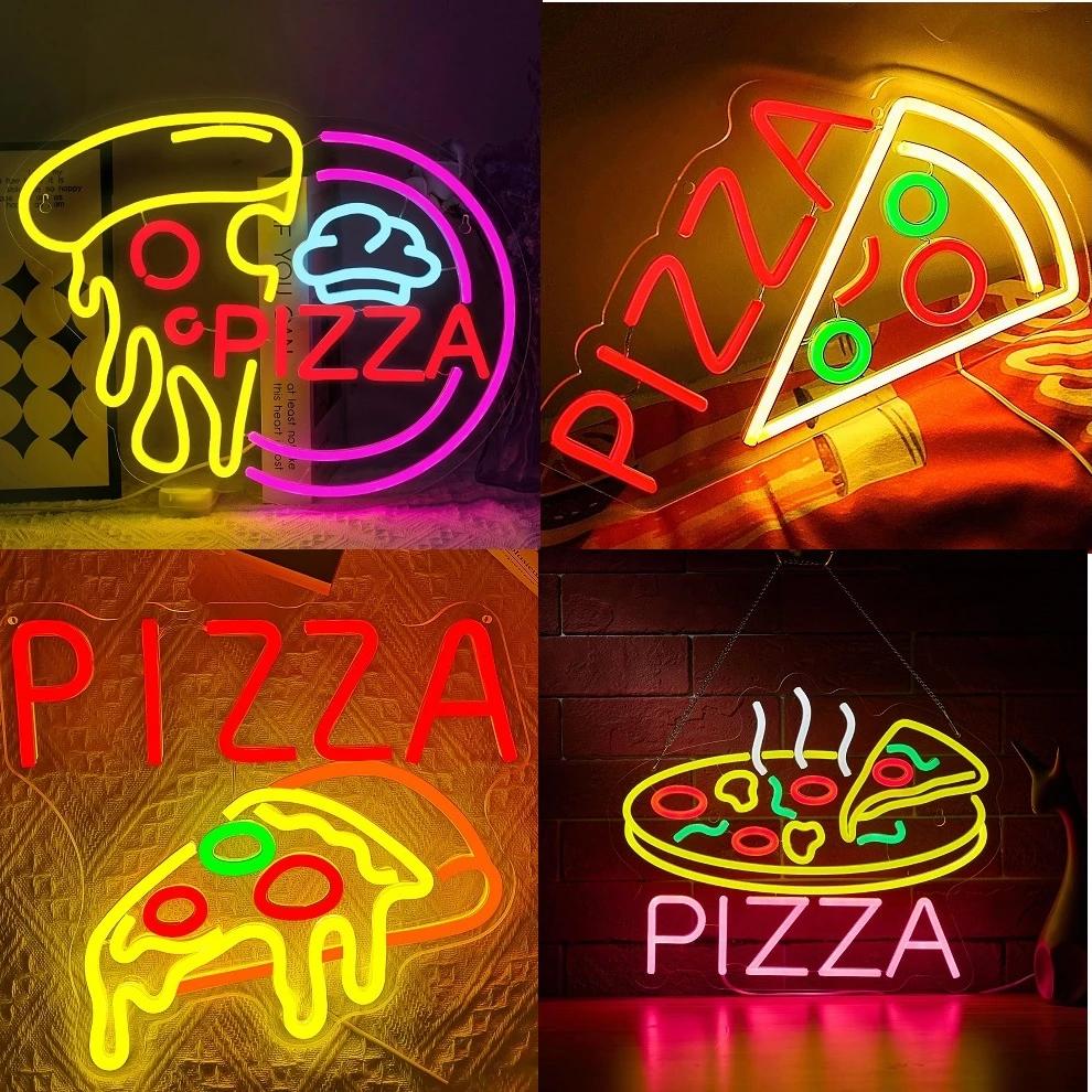 LED Pizza Shaped Neon Sign Wall Decor Pizzaria Kitchen Restaurant Party Bar Bedroom Decorative Neon Light Wall Decor Gift