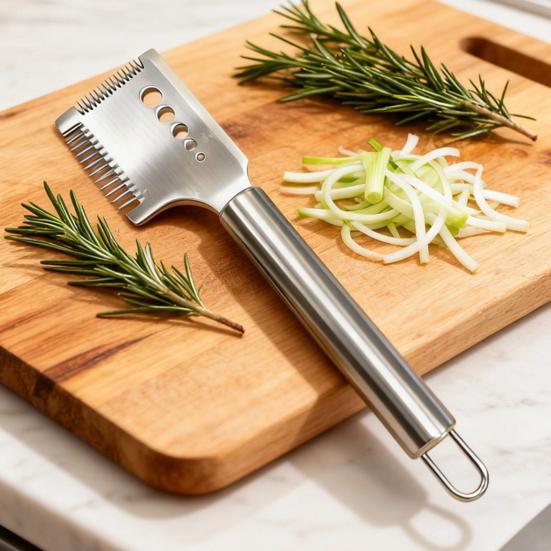 4-in-1 Stainless Steel Scallion Slicer & Shredder Multi-Function Kitchen Tool for Julienne Ginger Ergonomic Rust-Proof Essential for Chopping Slicing
