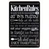 Vintage Metal Sign 12x8 Inch Kitchen Rules Aluminum Wall Decor, Retro American Home Art With Humorous Guidelines For Holiday