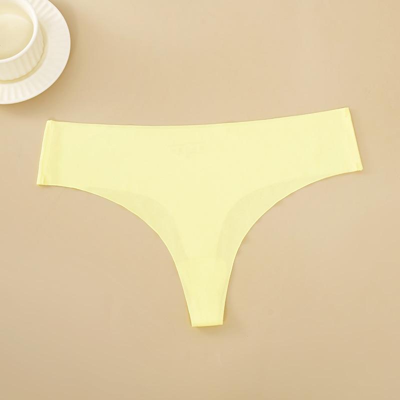CINOON Women Sexy Seamless Thongs Fashion Low-Rise Ice Silk Ultra-thin G-String Solid Color Soft Comfort Briefs