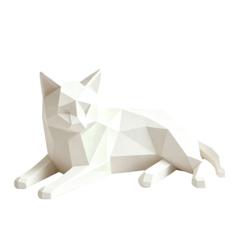 Figurine de Chats Géométriques Imprimée en 3D pour Décoration de Bureau, Accent de Table, Sculpture d'Animal pour Étagères, Tables Basses et Tables de Chevet