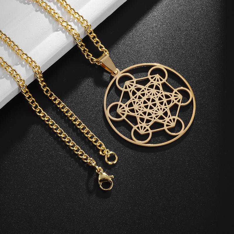 Six Star Array Hollow Geometric Solomon Necklace Pendant 60CM(Necklace Long)