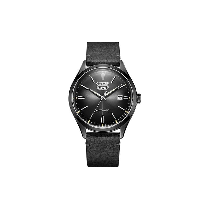

CITIZEN Mechanical Watch Series 50 Meters Waterproof Mechanical Movement Cowhide Strap Men s Watch Black Dial NH8395-00E чорний