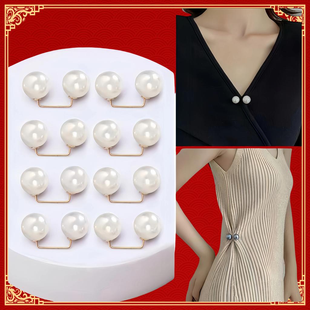 8PCS Pearl Non-slip Safety Pins Dress Brooch Decoration Dress Waist Fastening Pins Collar Adjustment Scarf Safety Fashion 2025