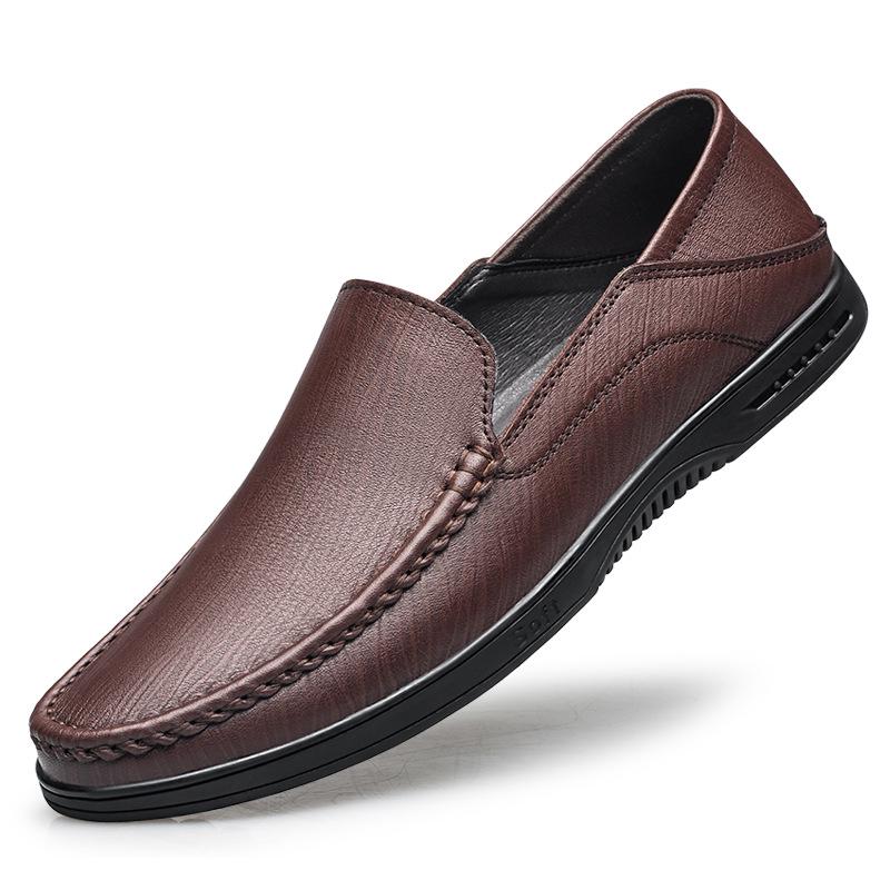 Men s Bean Soft Leather Driving Shoes - Casual British Style for Spring/Summer, Breathable with Soft Sole. 42