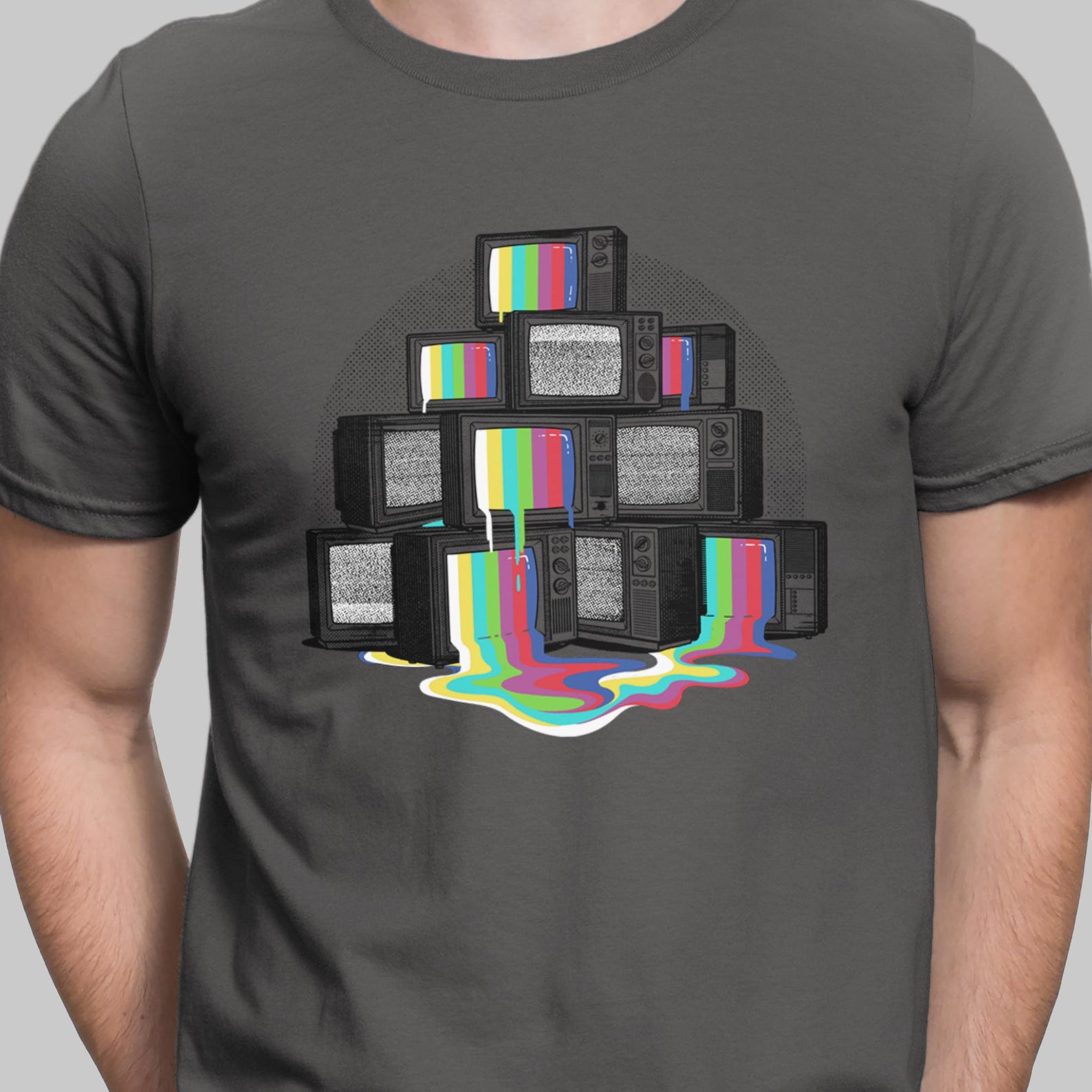 Retro TV Test Pattern T Shirt 80s 90s T-shirt Surreal Neon Shirt 3XL