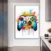 Colorful Game Controller Headphones Canvas Painting Graffiti Gaming Poster Print Picture for Gamer Bedroom Wall Art Home Decor