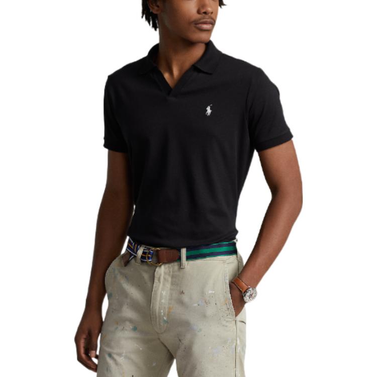Polo Ralph Lauren SS23 Solid Casual Short Sleeve Polo Shirt Men Tops Black MNPOKNI1N822254-001