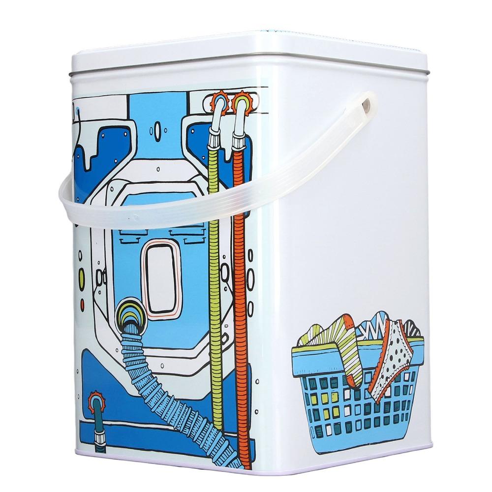 1pcs White Color Laundry Detergent Container Decorative Storage Tin Household Storage
