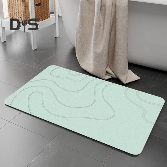 Bathroom Floor Mat Quick Absorbent Quick-Drying Diatom Mud Anti-Slip Bottom Solid Color Easy To Clean Multipurpose Bath Shower Sink Kitchen Carpet