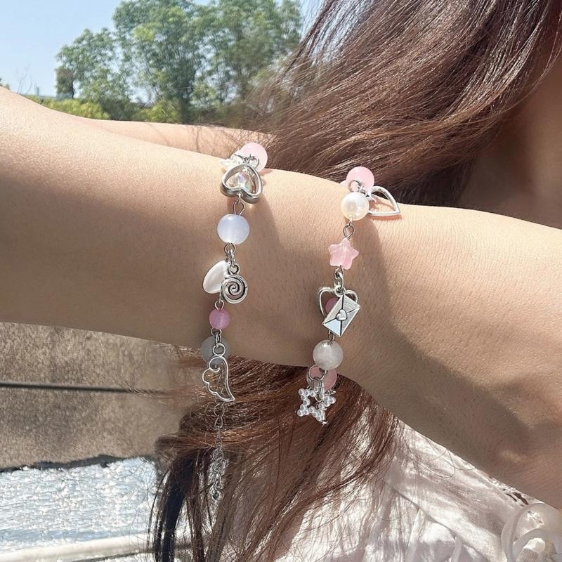 Schleifenquasten-Armband mit Kunstperlen-Akzent Modisches Schleifenquasten-Armband für Mädchen Zeigt Anmut