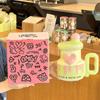 High-value design mug, niche ceramic cup with lid, girls' birthday gift, large-capacity milk coffee cup