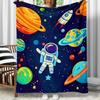 Weltraum Astronaut Planeten Sterne Galaxie Kinderdecke Flanell Überwurf Niedliches Cartoon-Design Baby Kinderzimmer Bettwäsche Weltraum Thema