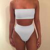 Solid Color Tube Top Split Two-piece Swimwear
