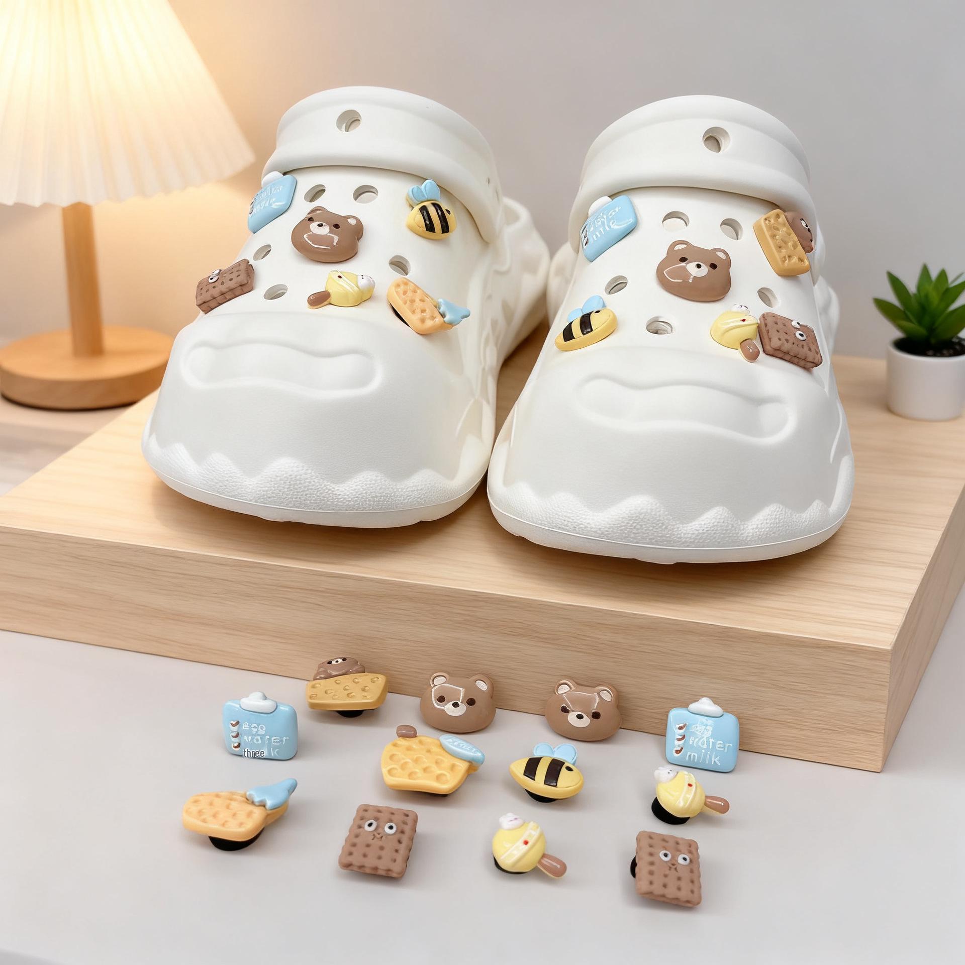 Милые мультяшные полимерные подвески-медвежата для обуви Crocs