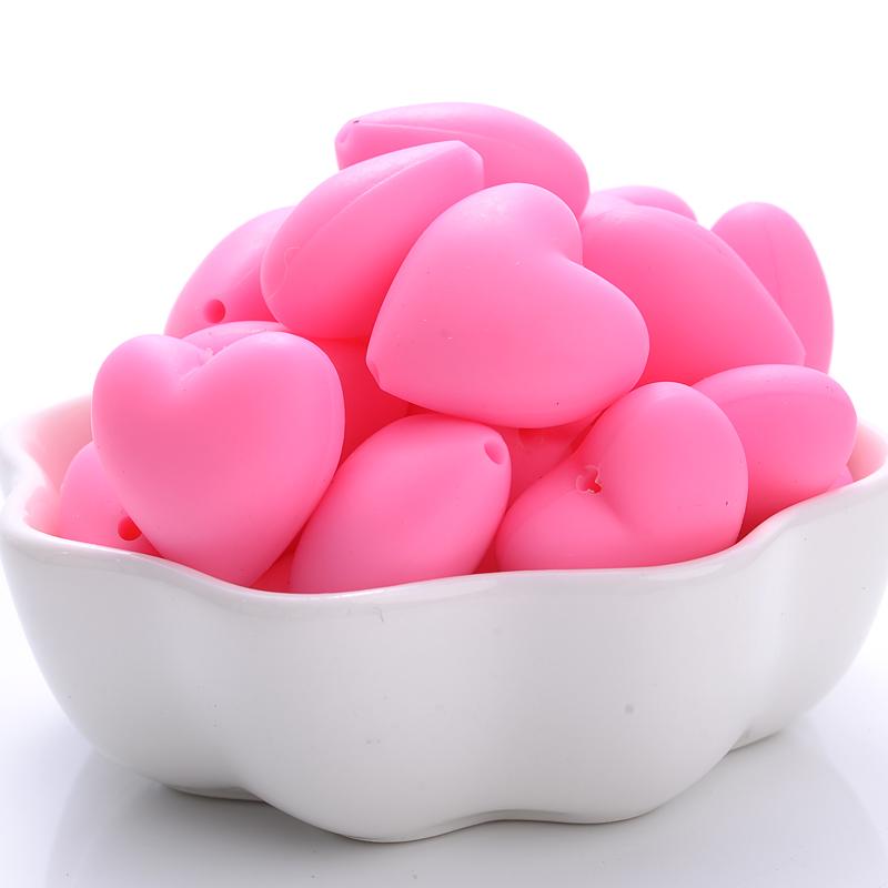 20Pcs 18x20mm Peach Heart Silicone Beads Baby Teethers Eco-friendly BPA Free Teething Beads Necklace Pacifier Chain Accessories