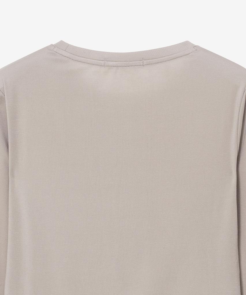 Basic House Women'S Regular Fit Crew Neck Long Sleeve Tee Dark Beige Lzts3215