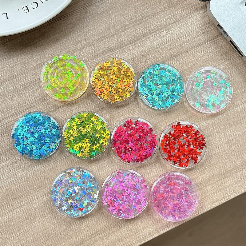 Butterfly Glitter Solid Color Circular Phone Airbag Holder Korean Ins Style Desktop Stable Portable Ring Women's Gift