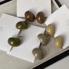 Vintage Geometric Oval Stud Earrings for Women Personality Resin Earring Female Melard Ear Jewelry Party Gifts