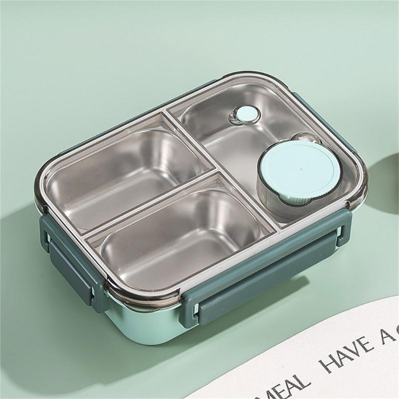304 Stainless Steel Food Storage Container with Dividers Meal Box Portable Lunch Box for Office and Outdoor Use