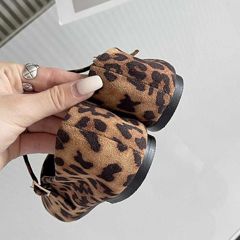 Fashion Big Size 43 Footwear Leopard Print Women Mary Janes Shoes Female Designer Shallow Fashion Buckle Strap Ladies Flat With Shoes