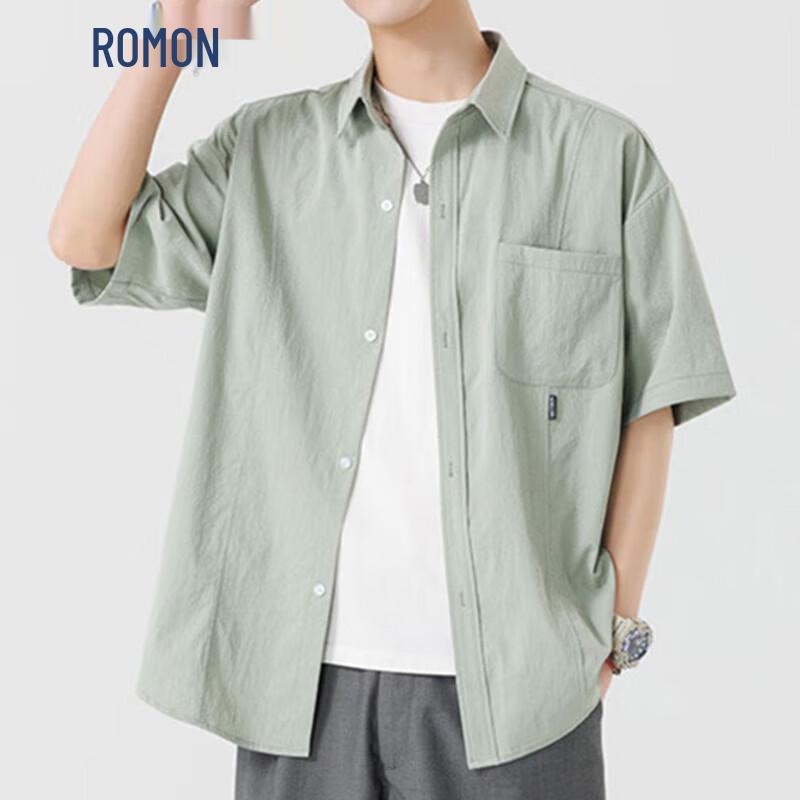 ROMON Men s Summer Casual Short Sleeve Shirt XL