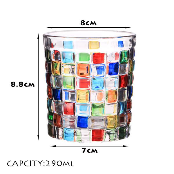 Whiskey Glasses with Colorful Painting, Scotch Whisky, Bourbon, Cocktails, RUM, Durable Whiskey Glasses
