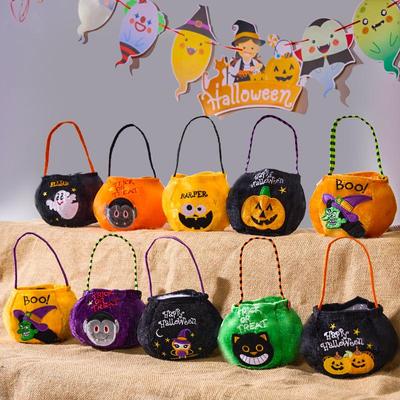 Children's Halloween Pumpkin Trick-or-Treat Flannel Bag and Decoration Prop