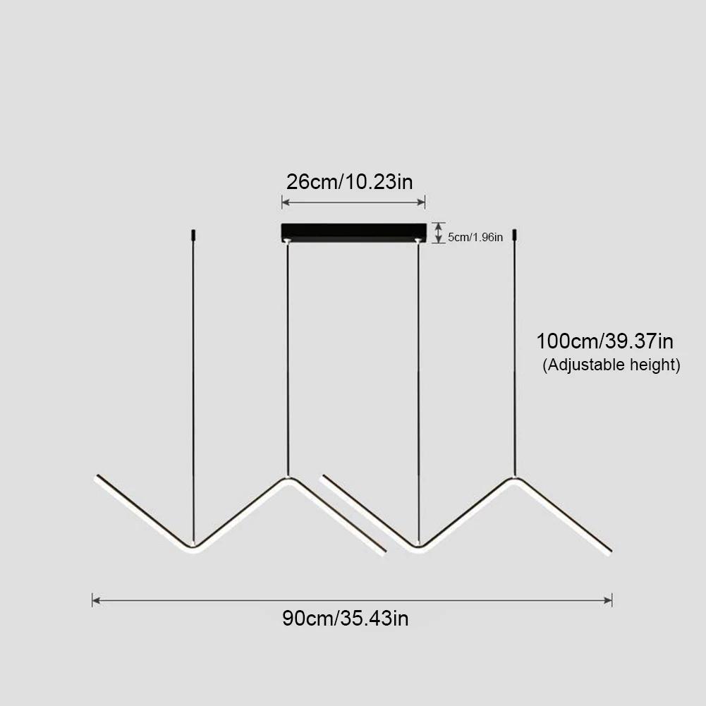 LED Wave Pendant Light Nordic Hanging Light 35 In Modern Pendant Lamp Energy Saving Linear Hanging Lamp for Kitchen Dining Room