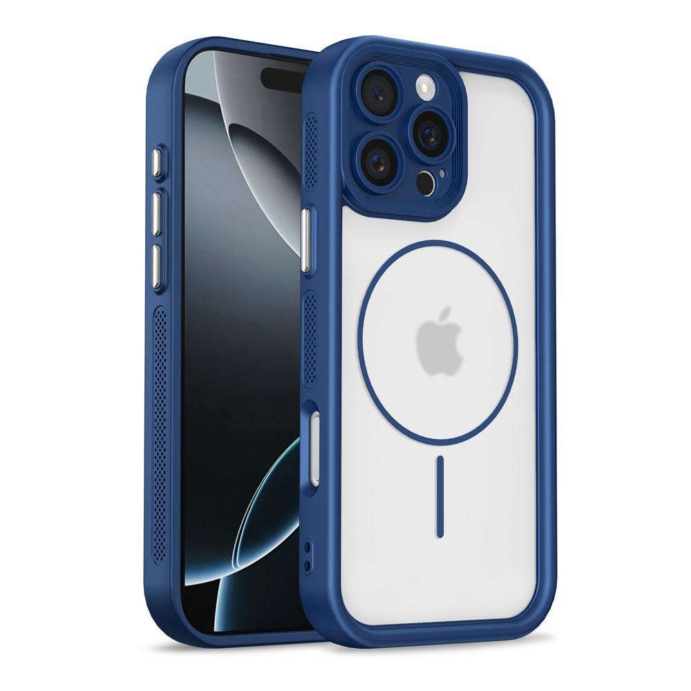 KEYSION Przezroczyste Matowe Magnetyczne Etui MagSafe do iPhone 15 16 Pro Max 16 Plus Silikon+PC Pogrubiona Ramka Odporne na Wstrząsy Pokrowiec na Telefon