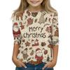 Children's 3/4 Sleeve Round Neck Top Christmas Tree Printed Everyday Casual Top