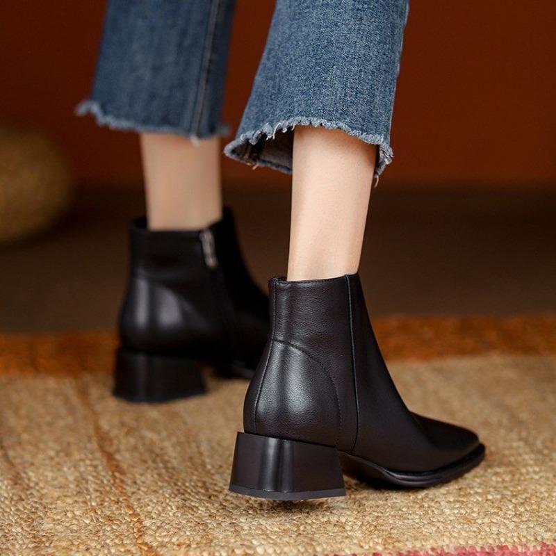 Fashion Women Ankle Boots Thick Heels Short Boot Fashion Winter Shoes Women Ins Autumn Daily Office Lady Footwear Size 34-40