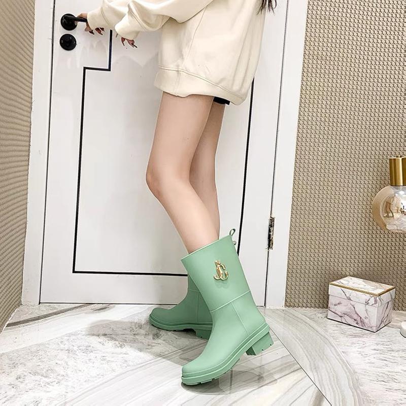 Summer High Tube New Womens Rain Boots Fashion Outdoor Thick Bottom Waterproof Non-Slip Leisure Car Wash Kitchen Work Rain Boots
