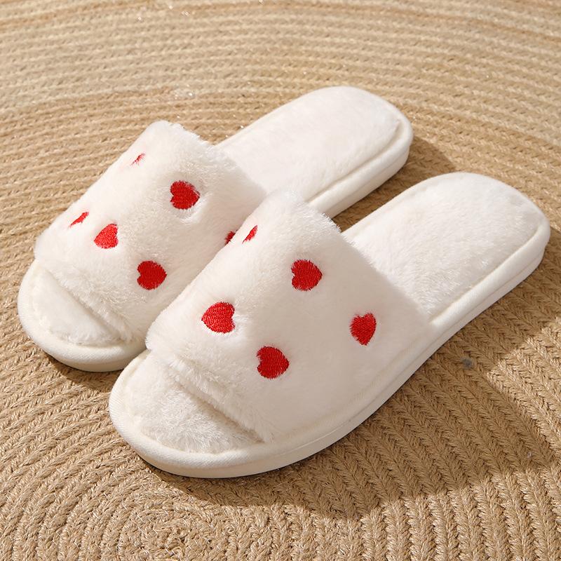 New Autumn and Winter Male and Female Couples Open Small Love Cotton Slippers Cute Cartoon Non-slip Cotton Mop At Home