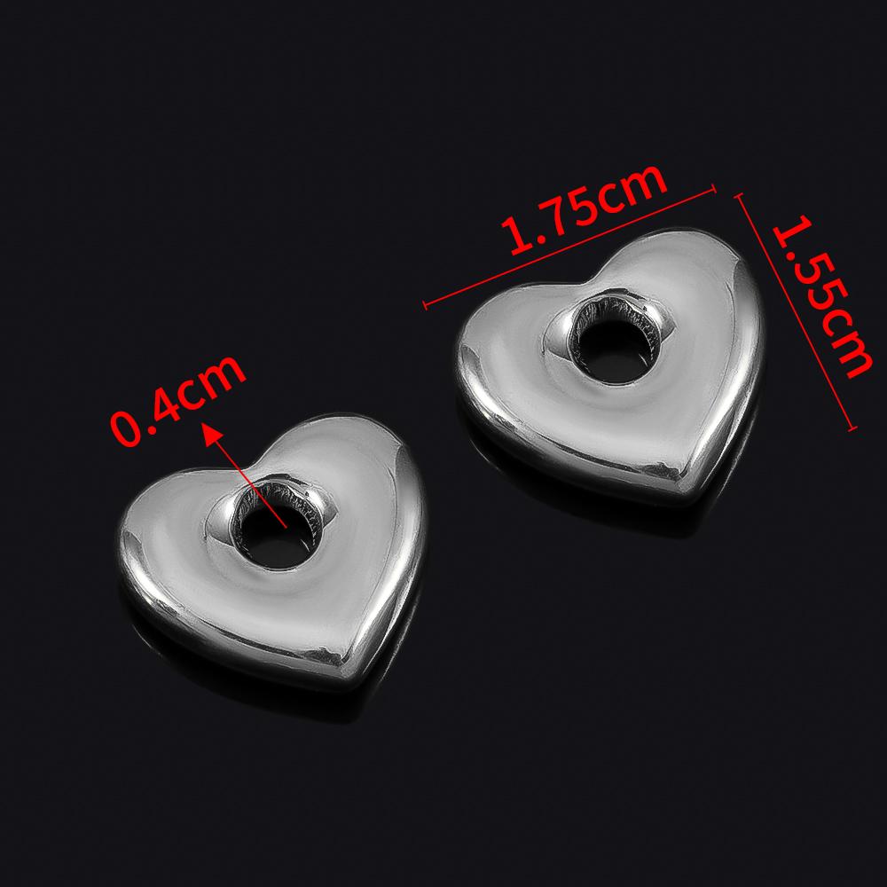 5pcs Stainless Steel Big Hole Heart Charms Pendants for DIY Jewelry Findings Women Necklace Bracelets Supplies Earrings Making