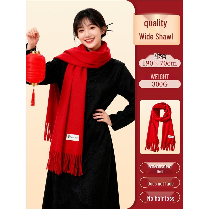 Luxury Red Wool Cashmere Scarf with Custom Embroidery for Corporate Events