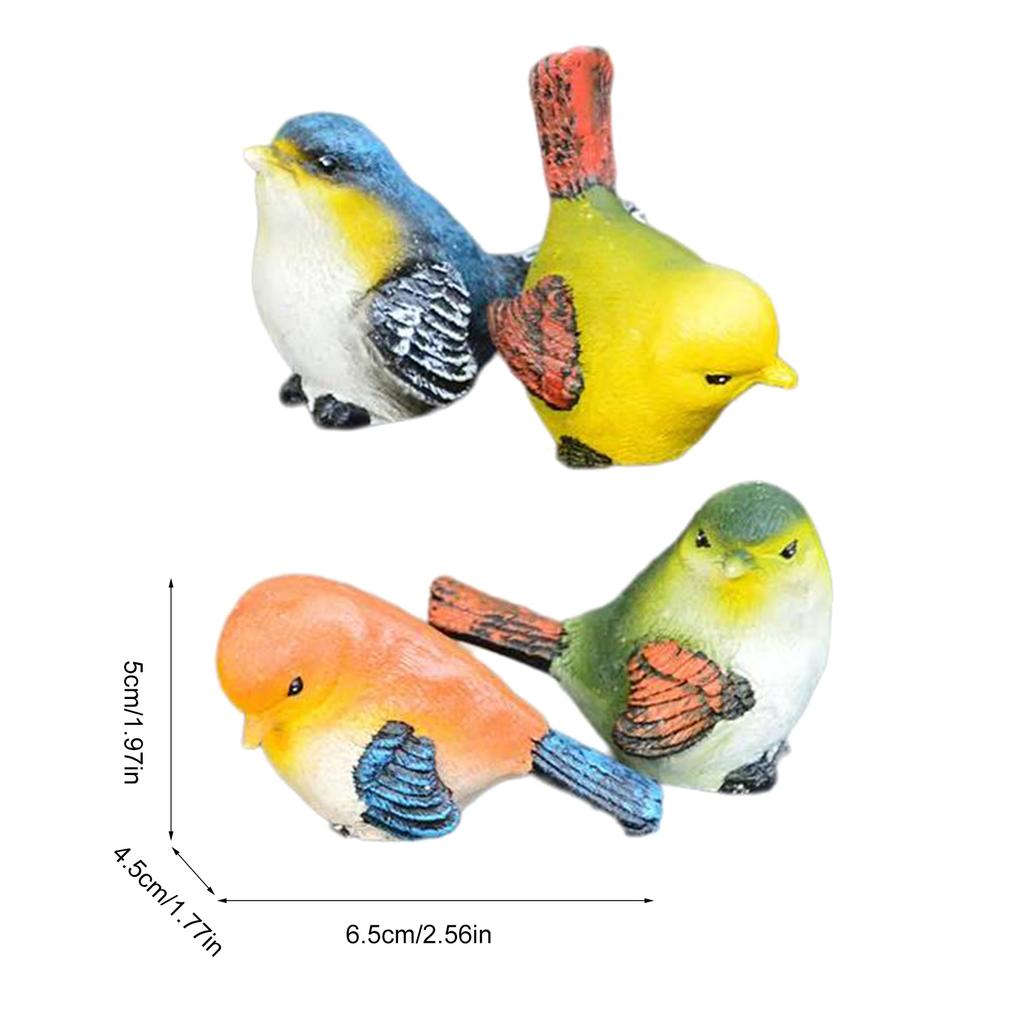 4Pcs Miniature Bird Decorative Figurines Garden Ornaments for Landscape Garden