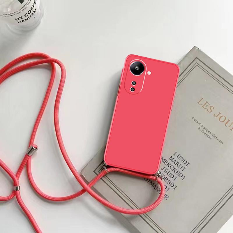 Náhrdelník Crossbody Popruh Šňůrka Silikonové Pouzdro Pro OPPO A80 5g A3 Pro 5g Globální CPH2639 Měkký Lanyard Zadní Kryt Fundas