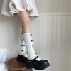 Women Girls Ribbed Knit Solid Color Leg Warmer Aesthetic Elegant Sweet Bowknot Footless Long Socks Ruffled Leg Covers