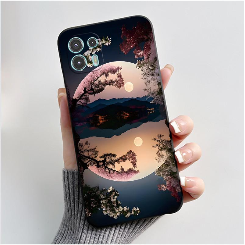 For Motorola Edge 20 Lite Case XT2139-1 Pretty Girl Cute Heart Rabbit Black TPU Silicone Back Cover For Moto Edge 20 Fusion Case