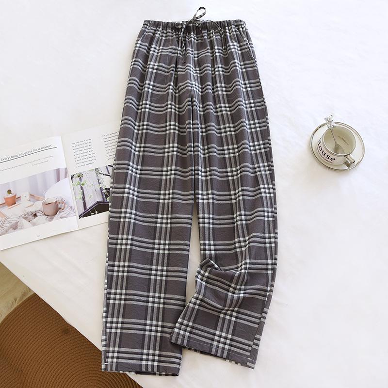 Men's Elastic Waist Lounge Pants - Summer Lightweight Checkered Style with Simple Pockets, Suitable for Casual Wear