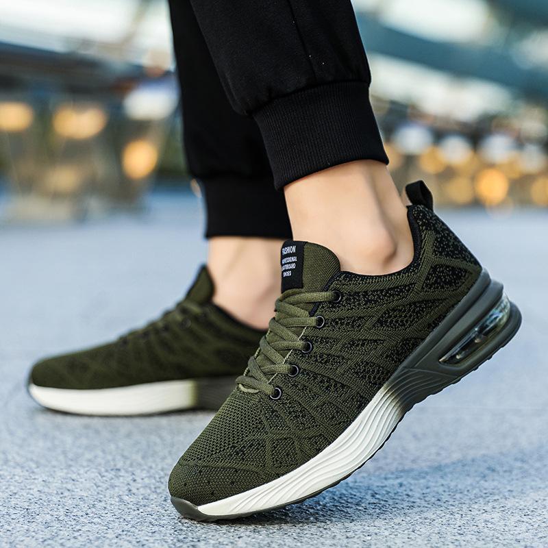 Autumn low-top large-size fly-woven mesh breathable running shoes air cushion soft-soled sports shoes