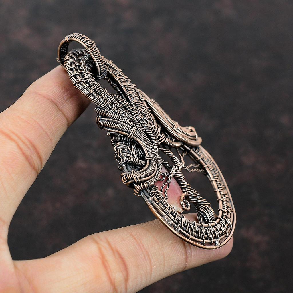 Tree Of Life Rhodochrosite Pendant Copper Wire Wrapped Pendant Rhodochrosite Jewelry Gemstone Pendant Handmade Copper Jewelry Gift For Him